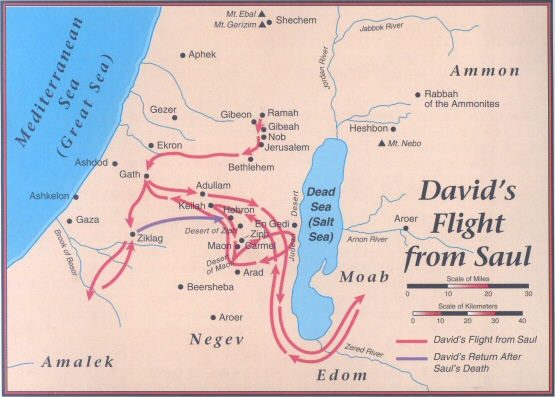 David's Flight Path from Saul